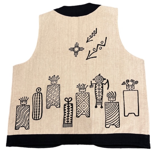 Artistic Beige and Black Vest - Picture 2 of 3